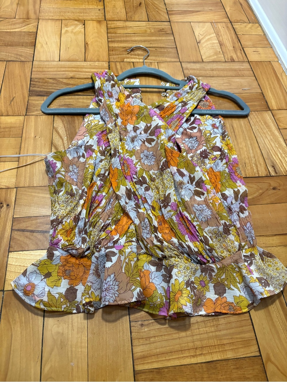 Veronica Beard Floral Halter Camisole - Orange, Brown, Pink, White